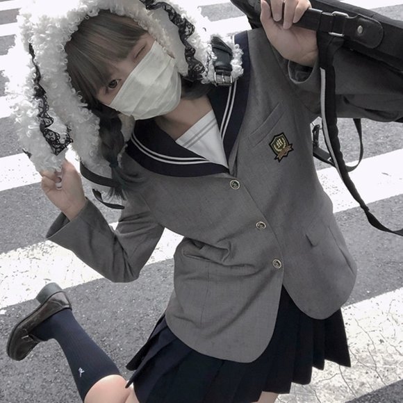 JK Uniform Blazer Japanese School College Style Long Sleeve Gray Suit Jacket - Picture 3 of 10